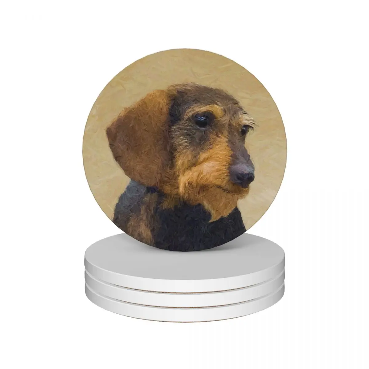 

Dachshund (Wirehaired) Ceramic Coasters (Set of 4) anti slip for ceramics slate tea cup holder Coasters