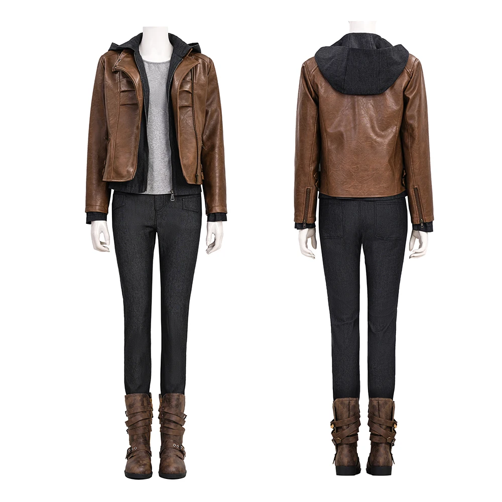 

Grace Ashcroft Cosplay Costume Game Resident 9 Grace Roleplay Outfits Leather Jacket Coat Pants Uniforms for Halloween Party
