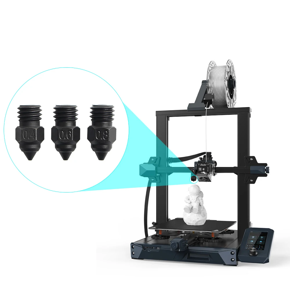 Boquilla para extrusora Sprite S1, Pieza Impresa en 3D, acero endurecido, resistencia a altas temperaturas, 0,4/0,6/0,8mm, 2/5/7 unidades