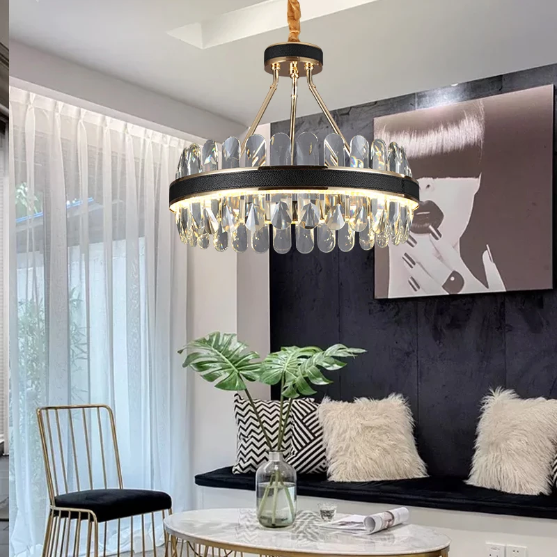 

Postmodern Luxury Living Room Pendant Lamp Dining Room Bedroom Villa New Atmospheric Crystal Lighting Fixtures Modern Chandelier