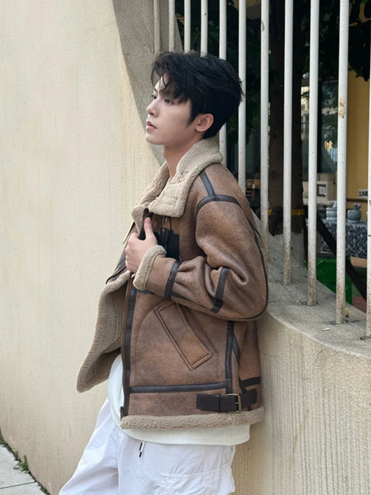 

Мужская зимняя куртка Cé Brown из хлопка с флисовой подкладкой и меховым покрытием, теплая повседневная куртка на молнии с длинными рукавами