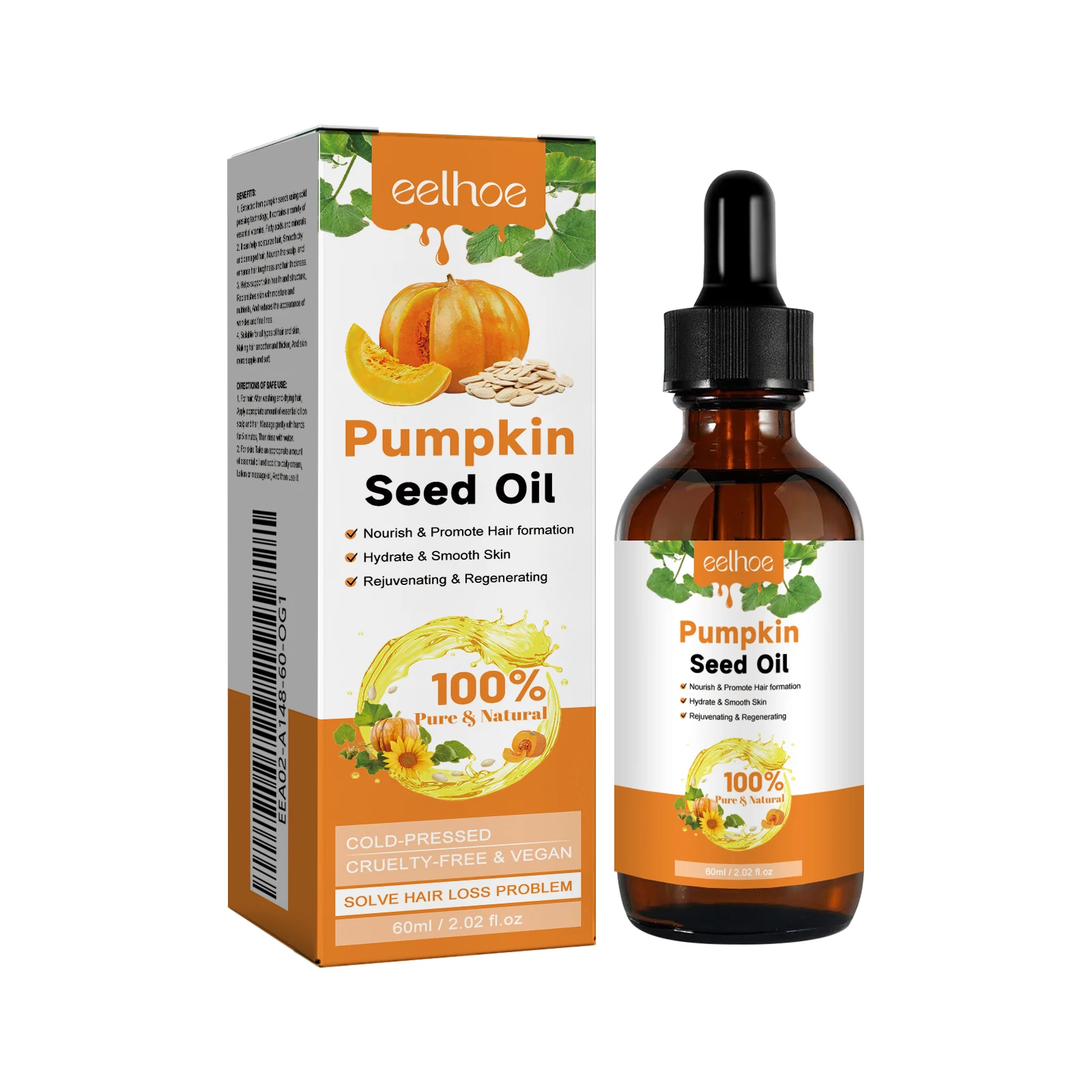 Pumpkin Seed Oil Natural Nourishing Moisturizing Smoothing Dry Damaged Hair Hydrating Rejuvenating Soft Shiny Hair Beauty Care