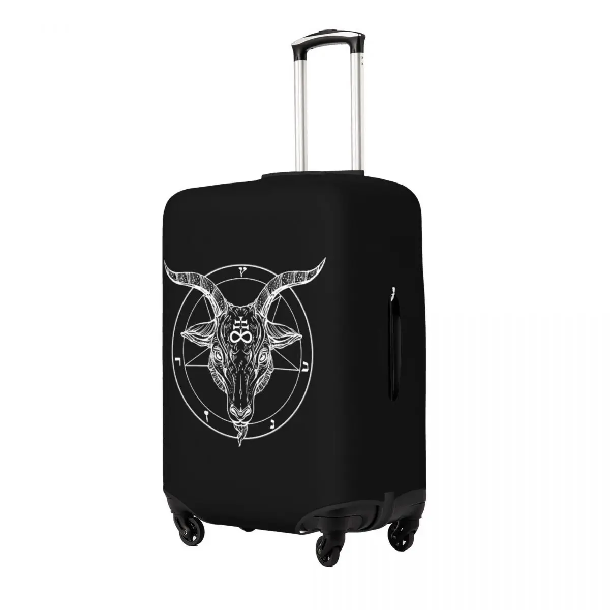 

Baphomet Goat Head With Pentagram Or Satanist Symbol Suitcase Cover Protection Elastic Travel Luggage Protector Covers 18-32Inch