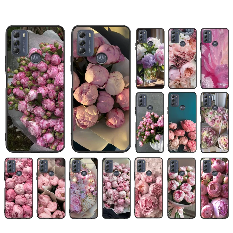 Pink Peony Rose Flower Phone Case ForMoto Edge 50 40 Pro Edge 40 30 Ultra Neo Fusion G Power G Stylus G Play E32 E20 E40