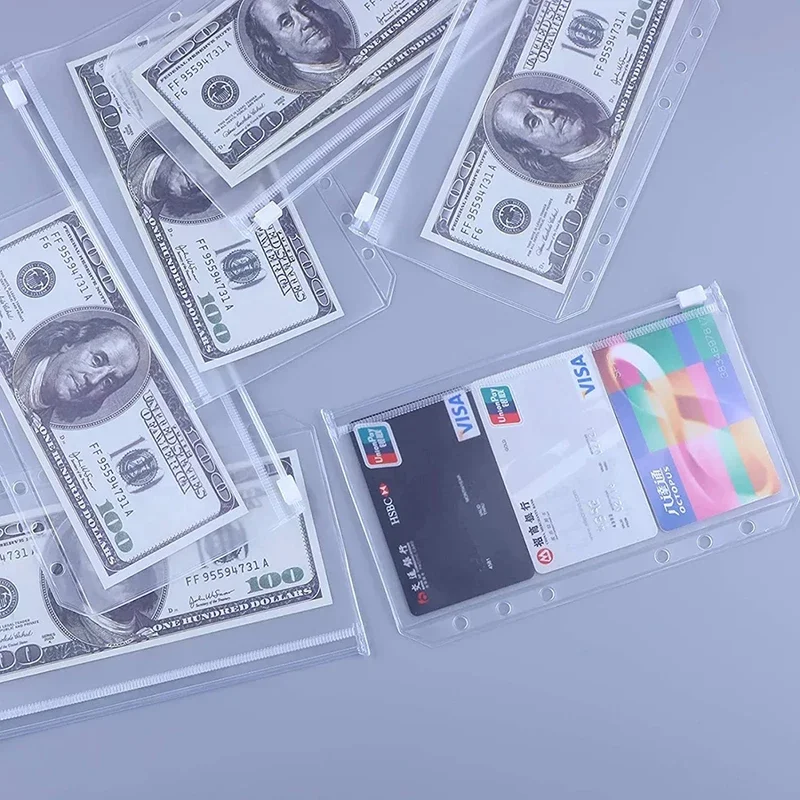 4Pcs A6 6-Hole Bindmiddel Zakken Waterdichte Pvc Enveloppen Rits Bindmiddel Zakjes