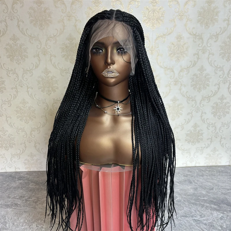 Soft Synthetic Lace Front Wigs Cornrow Box Braided Wigs Knotless Natural Braids Wigs Small Box Square Hair Wigs For Black Women