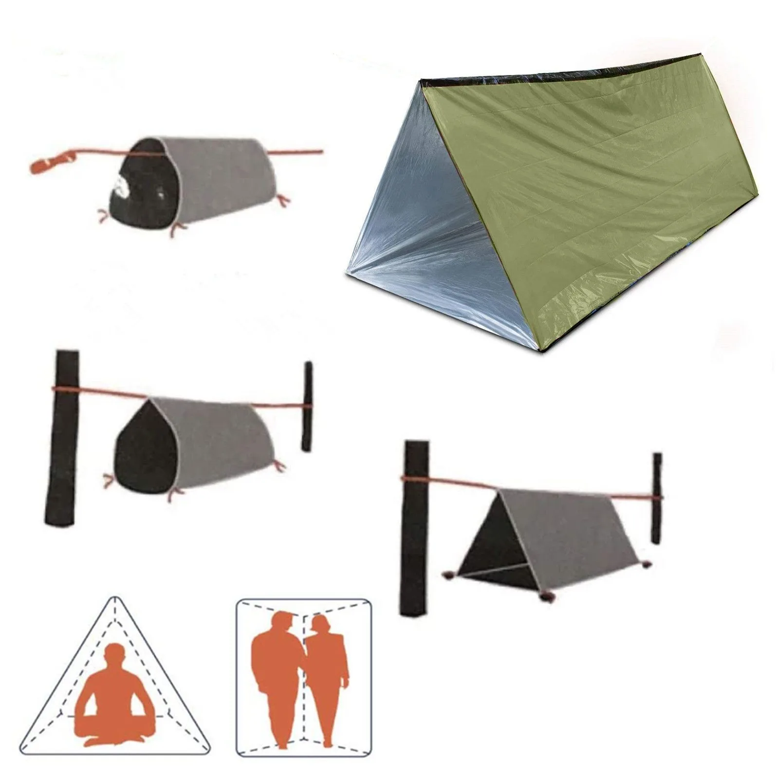 Kit professionale per tenda di emergenza per esterni: include picchetti, clip, fischietti, moschettoni e custodia | Portatile per i viaggi
