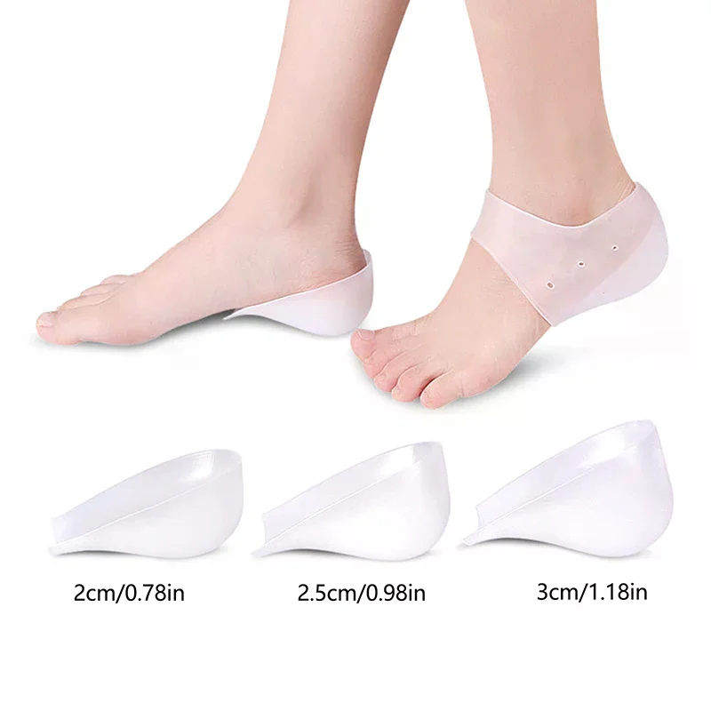 Calcetines invisibles de silicona con aumento de altura de 2-3CM, almohadillas de Gel para el talón, soporte ortopédico para el arco, plantillas para el talón, almohadilla para masaje de pies