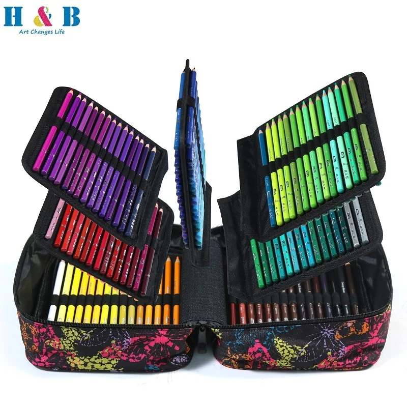 H&B 72/120/180 Color Pencils Set Oil Colored Pencil Sketching Drawing Aesthetic Art Supplies Student Back To School Stationery