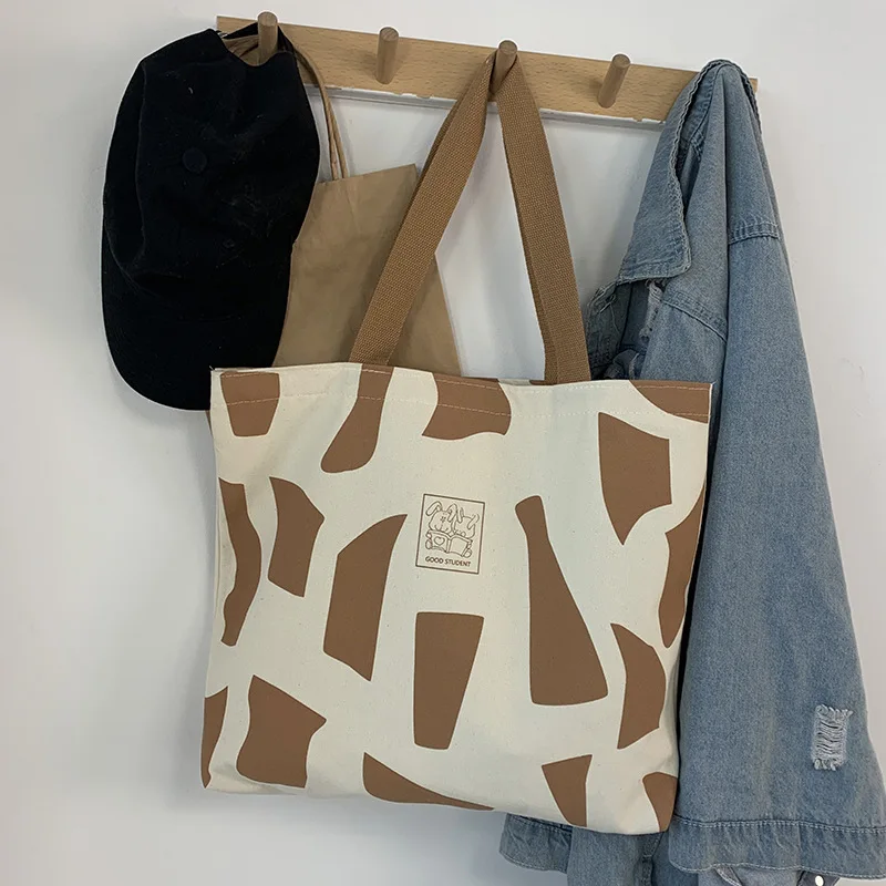 Women Canvas Shopping Bags Eco Reusable Foldable Shoulder Bags Large Capacity Handbags Casual Tote Bag Aesthetic Totebag Bolso