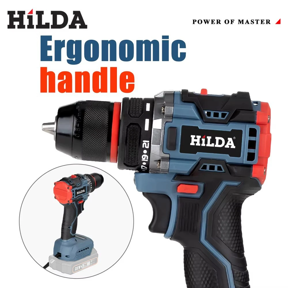 HILDA High-Performance Cordless Brushless Drill For Makita Battery Screwdriver Electric Variable Speed Wireless Power Driver