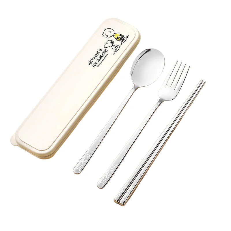 Snoopy Portable Tableware Set 304 Stainless Steel Spoon Fork
