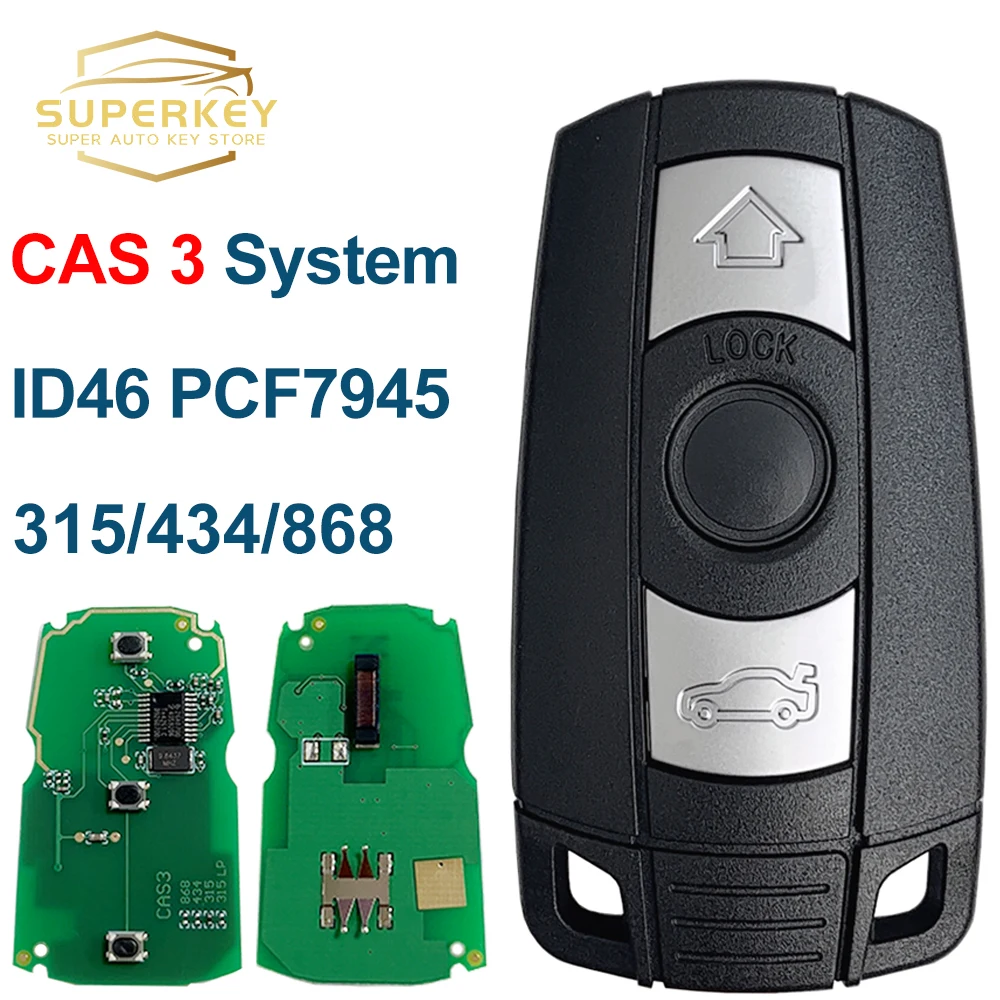 

SUPERKEY Remote Control Car Key For For BMW 1/3/5/7 Series CAS 3 System 2006-2012 PCF7945 Chip 315/868MHz Smart Card Key