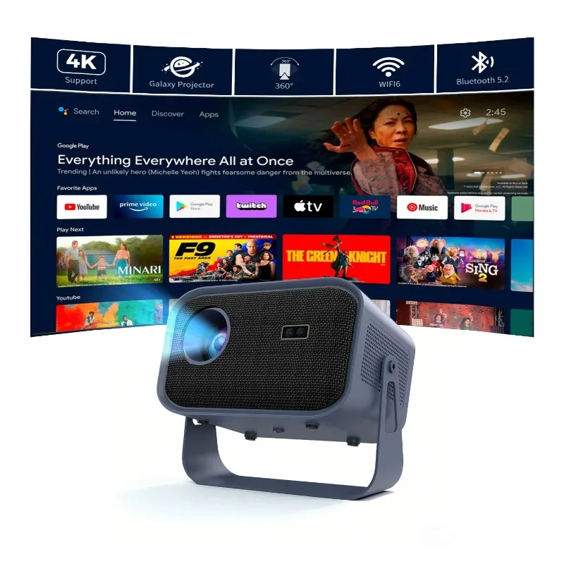 Wireless Full HD 4K Support Home Outdoor Android 13 Smart LED Projector Electric Focus 300 ANSI Lumens Portable Design