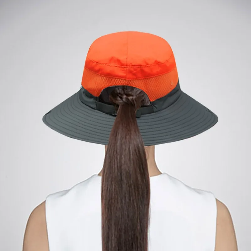 Sombrero de pescador para mujer, gorro de Sol para exteriores, cola de caballo expuesta, prevención del sol, escalada de montaña, pesca, viaje para padres e hijos