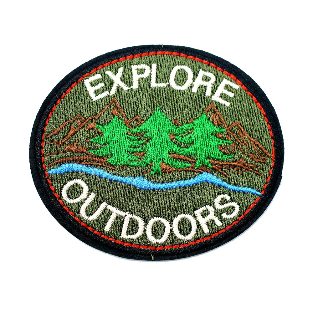 EXPLORE (Size:6.8X7.9cm) DIY Patch Embroidered Applique Sewing Clothes Stickers Garment Apparel Accessories Badges