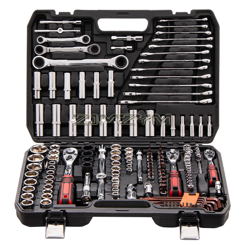 Mechanic\'s Tool Socket Set with 72 Tooth Ratchet Wrench, 1/2-Inch, 1/4-Inch & 3/8-Inch Drive Socket, With Case, 150-Piece