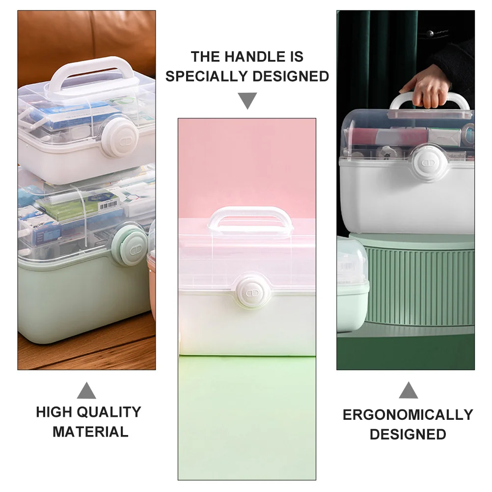 صندوق تخزين عائلي، حقيبة إسعافات أولية لتنظيم الأدوية بسعة كبيرة للضروريات اليومية والاستخدام الخارجي #3