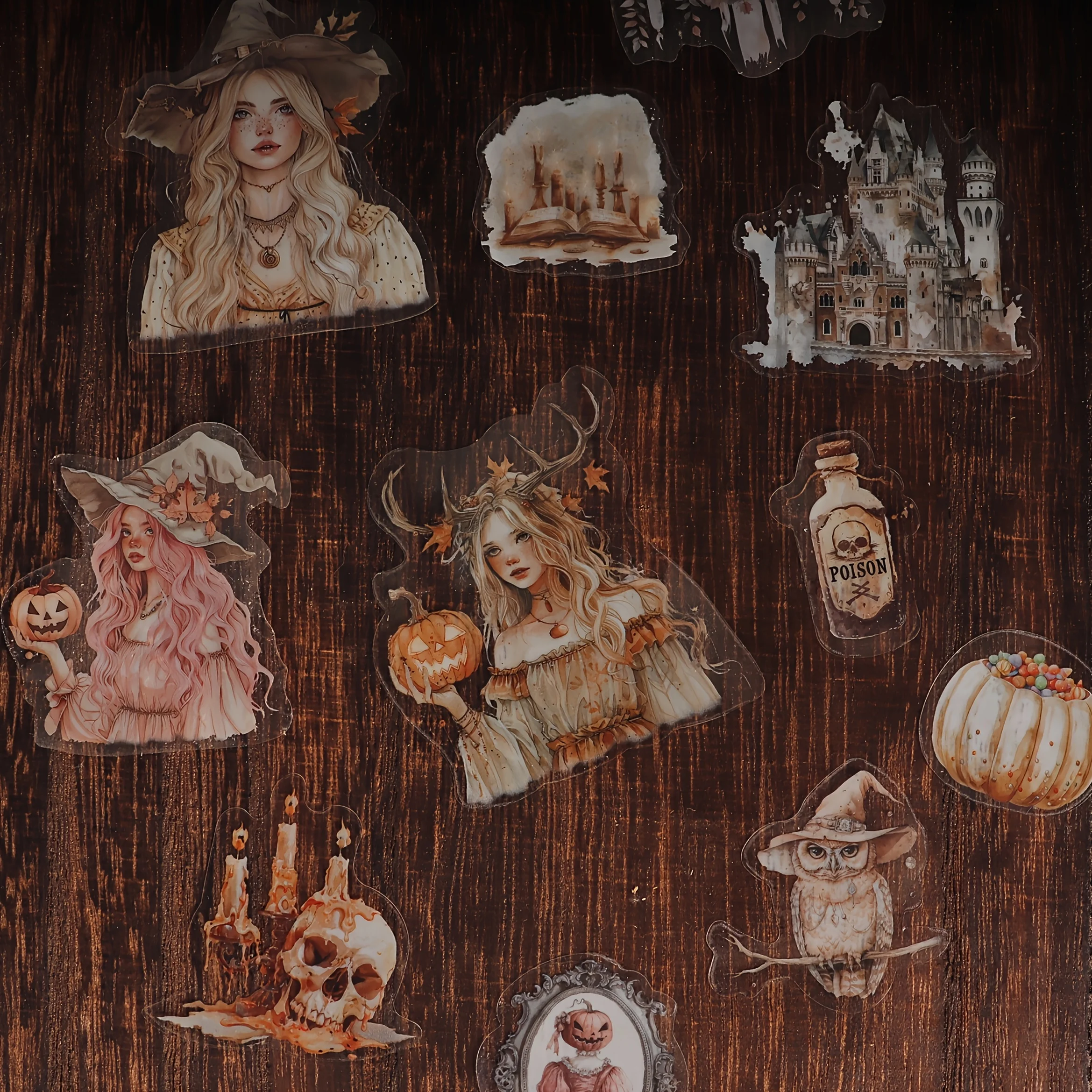 72-84 قطعة مجموعة ملصقات موضوع حيوانات الغابات والغابات لديكور الهالوين، وسجل القصاصات، وديكورات البطاقات البريدية، والكمبيوتر المحمول