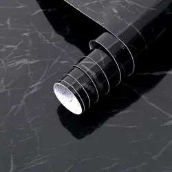 Pvc Black Marble Peel and Stick Wallpaper Self-Adhesive Removable Waterproof Contact Paper for Cabinets Countertop Wall Covering