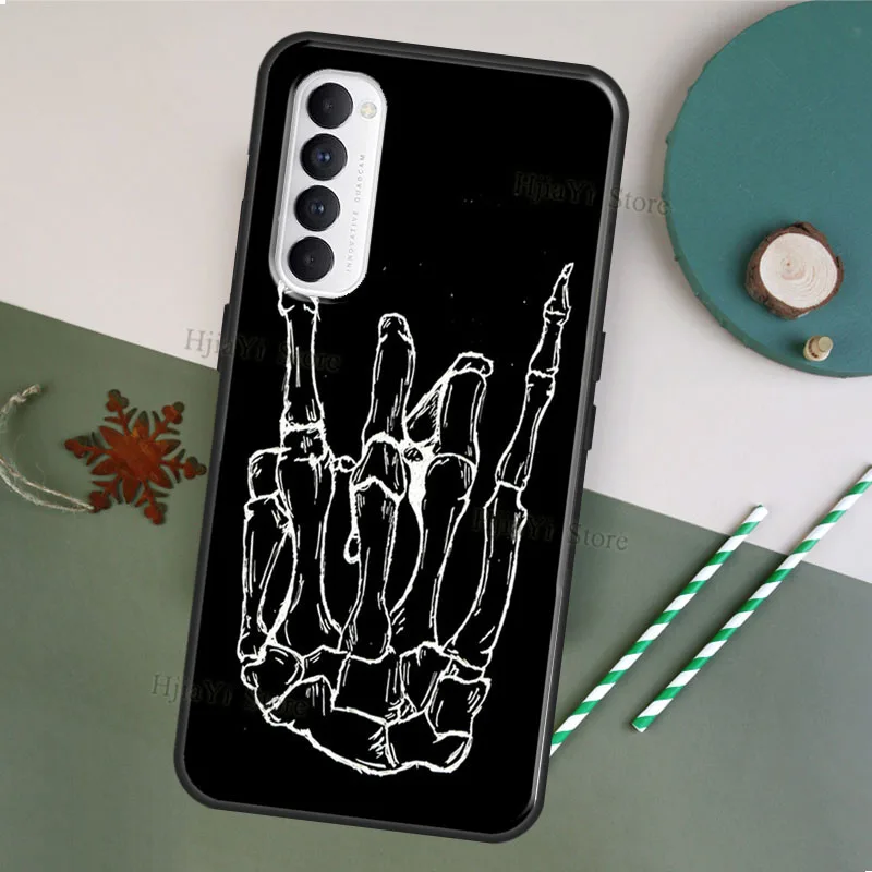 Rock Roll Skull Skeleton hands For OPPO F5 F7 A52 A72 A1K A5S A15 A83 A91 A31 A53 A9 A5 2020 Reno 4 Pro 2Z Phone Cover