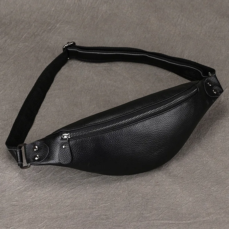 Waist Bag For Men 2024 Genuine Leather Outdoor Leather Chest Pack Waist Pack Cross Body Men's Sling Bag Luxury Fashion Male Bag