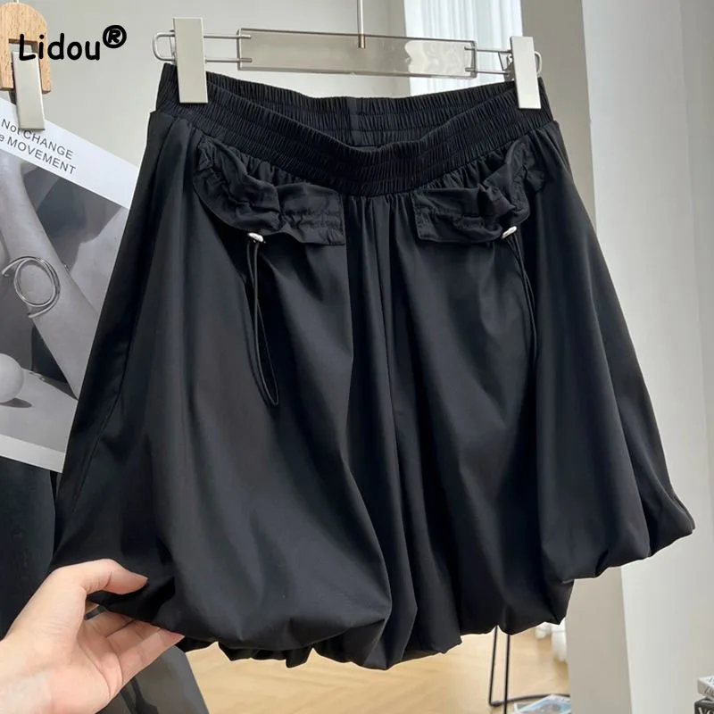 

Korean Simplicity Elastic High Waist Solid Color Shorts 2023 Summer Casual Women's Clothing Loose All-match Wide Leg Shorts