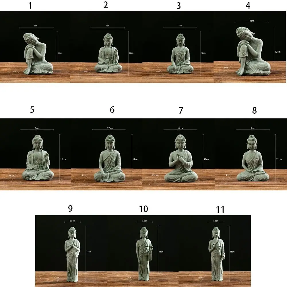 Creative Oriental Culture Sandstone Buddha Green Sandstone Zen Buddhist Ornament Sitting Posture Fish Tank Landscape