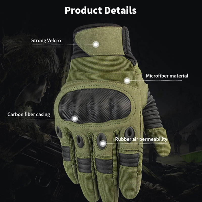 1 Pair Men Full Finger Tactical Touch Screen Gloves Outdoor Riding Cycling Bike Skiing Training Climbing Airsoft Hunting Mittens