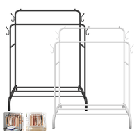 Dual Rails Standing Clothes Rack Thickened Iron Pipe Clothing Racks Shoes Organizer Coat Hanger Living Room Furniture Storage Sh