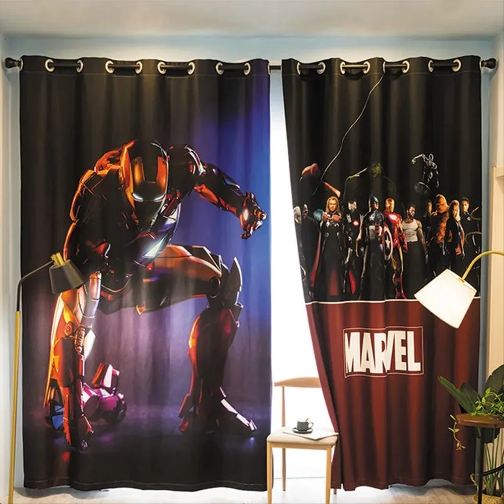 Iron Man Blackout Curtains 3D Printing Magic Lamp Boy for Children Kids Home Decor Bedroom Living Room 160x184cm