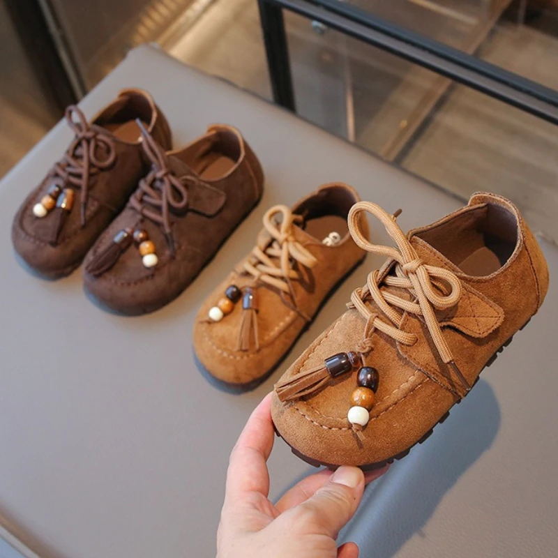 

Hot Selling Autumn Casual Child Shoe2025four Season New Retro Child Loafers Baby Soft Sole Anti Slip Men's and Women Bean Shoe