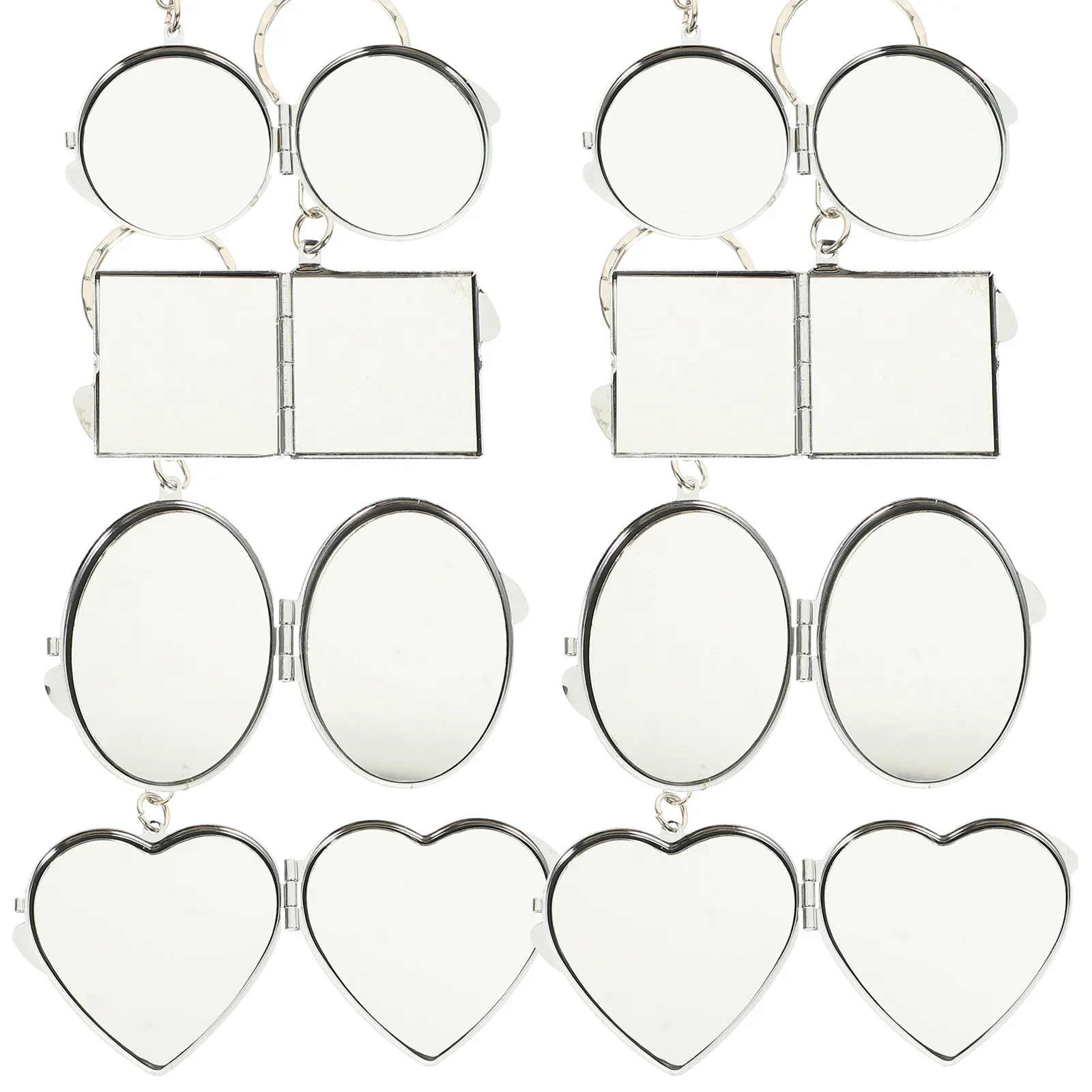 

8Pcs Pocket Mirror Keyring Mini Metal Folding Mirror Keychain Pendant Easy to Carry Keys Bag Perfect Present for Her