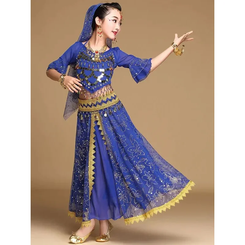 Costume de danse du ventre pour enfants, robe de danse indienne pour enfants, vêtements de danse pour filles