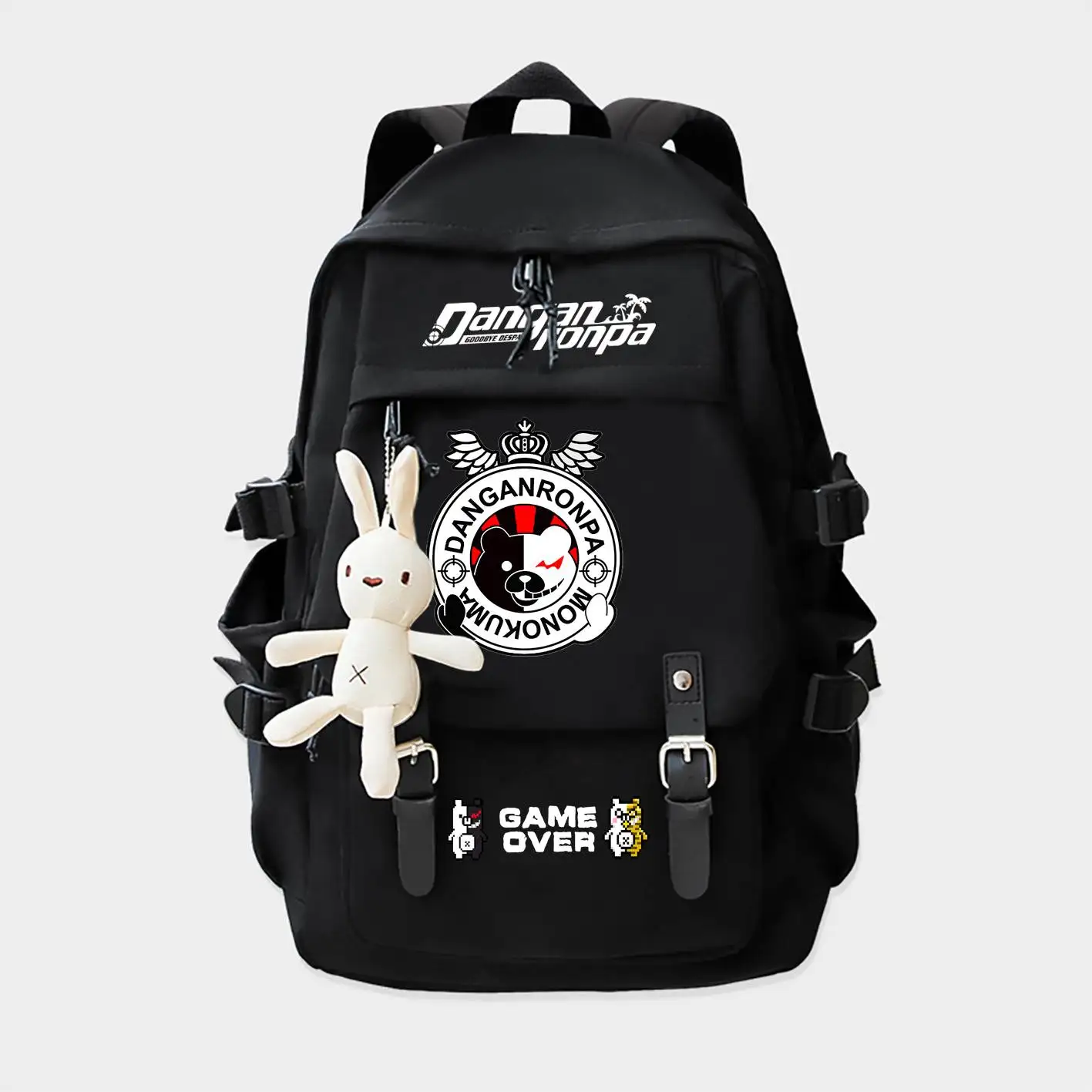 Danganronpa Monokuma Backpack Black Student School Book Bags for Teenage Kids Travel Bagpack Anime Laptop Shoulder Bags