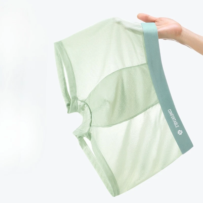 

Мужские плавки, летние бесшовные дышащие трусики, нижнее белье из ледяного шелка, молодежные спортивные тонкие боксеры, полупрозрачные U-образные выпуклые мешочки, нижнее белье