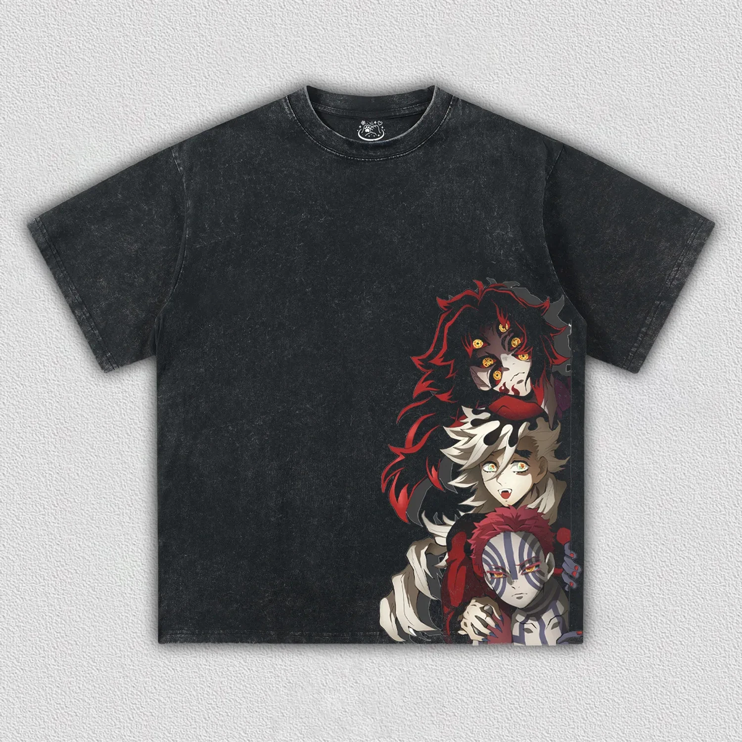 Camiseta de algodón negra Demon Slayer Twelve Kizuki para hombre, ropa de calle con estampado gráfico de Anime de verano 2025, Top informal de manga corta