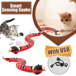 Smart Sensing Snake Interactive Cat Toys Remote Control Cats Toys USB Charging Accessories for Kitten Pet Play Toys Game