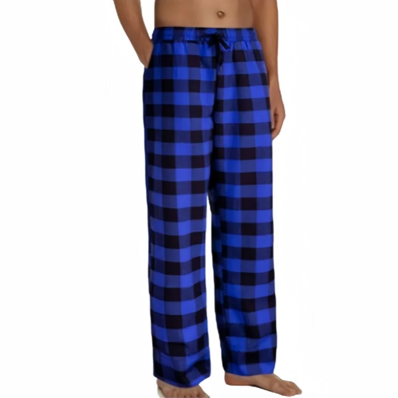 Spring Autumn Men's Checkered Pajama Pants Fashion Home Plaid Lace Up Elastic Casual Sleeping Trousers Male Sports Yoga Pants