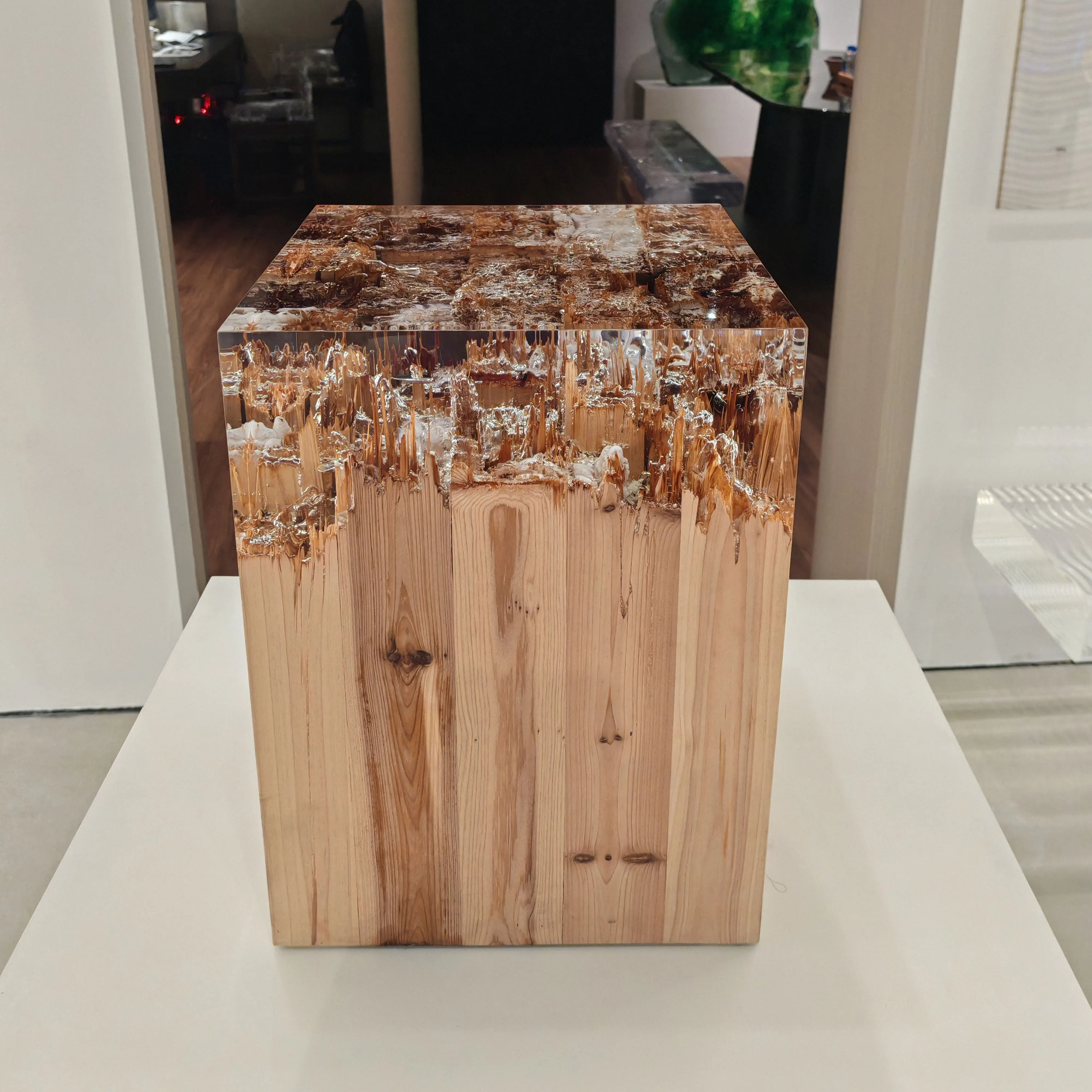 2025 Taburete de madera de diseño moderno y mesita de noche otomana, mesa auxiliar de acrílico (sin resina), muebles multifuncionales decorativos