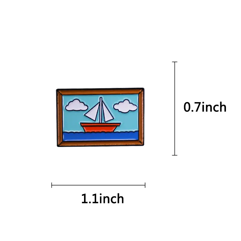 Living Room Sailboat Painting Over The Couch Enamel Pin Classic Cartoon TV Show Badge