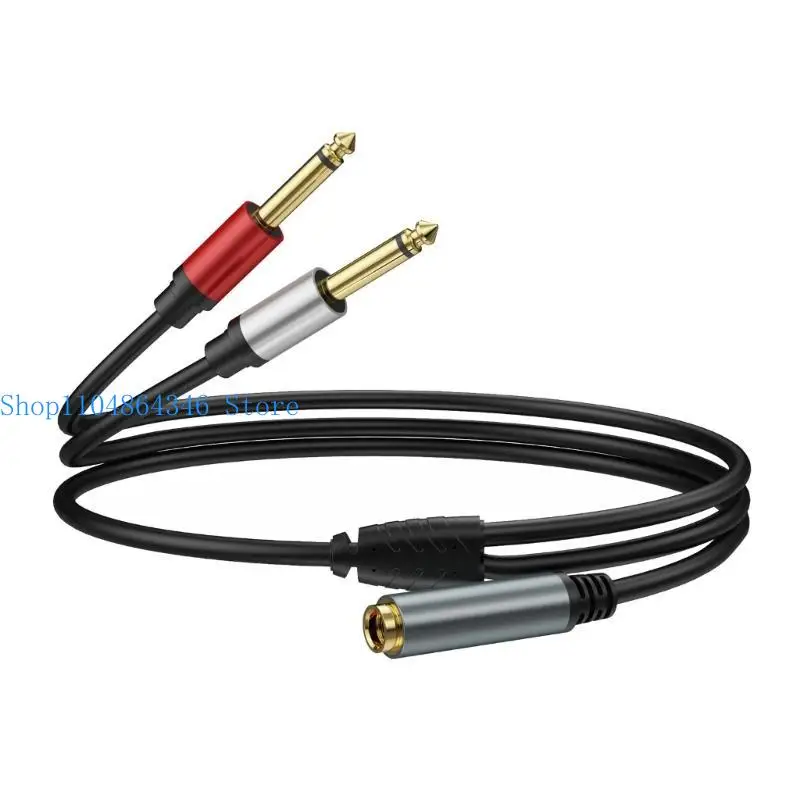 652F Quality 1/4Inch TRS to Double Mono Y Cable 1/4 Mono Male Y Splitter Cable Gold Plate Connectors Aluminum Case