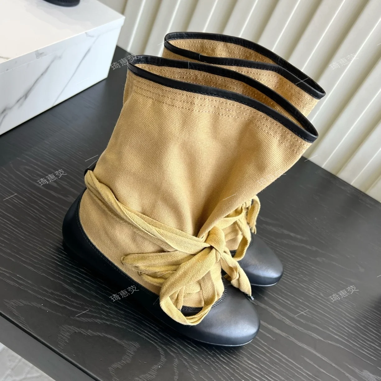 Botas de ballet con tiras cruzadas y empalmes, de cuero genuino, estilo western, con tacón bajo, botines de moda para principios de otoño, nueva llegada.
