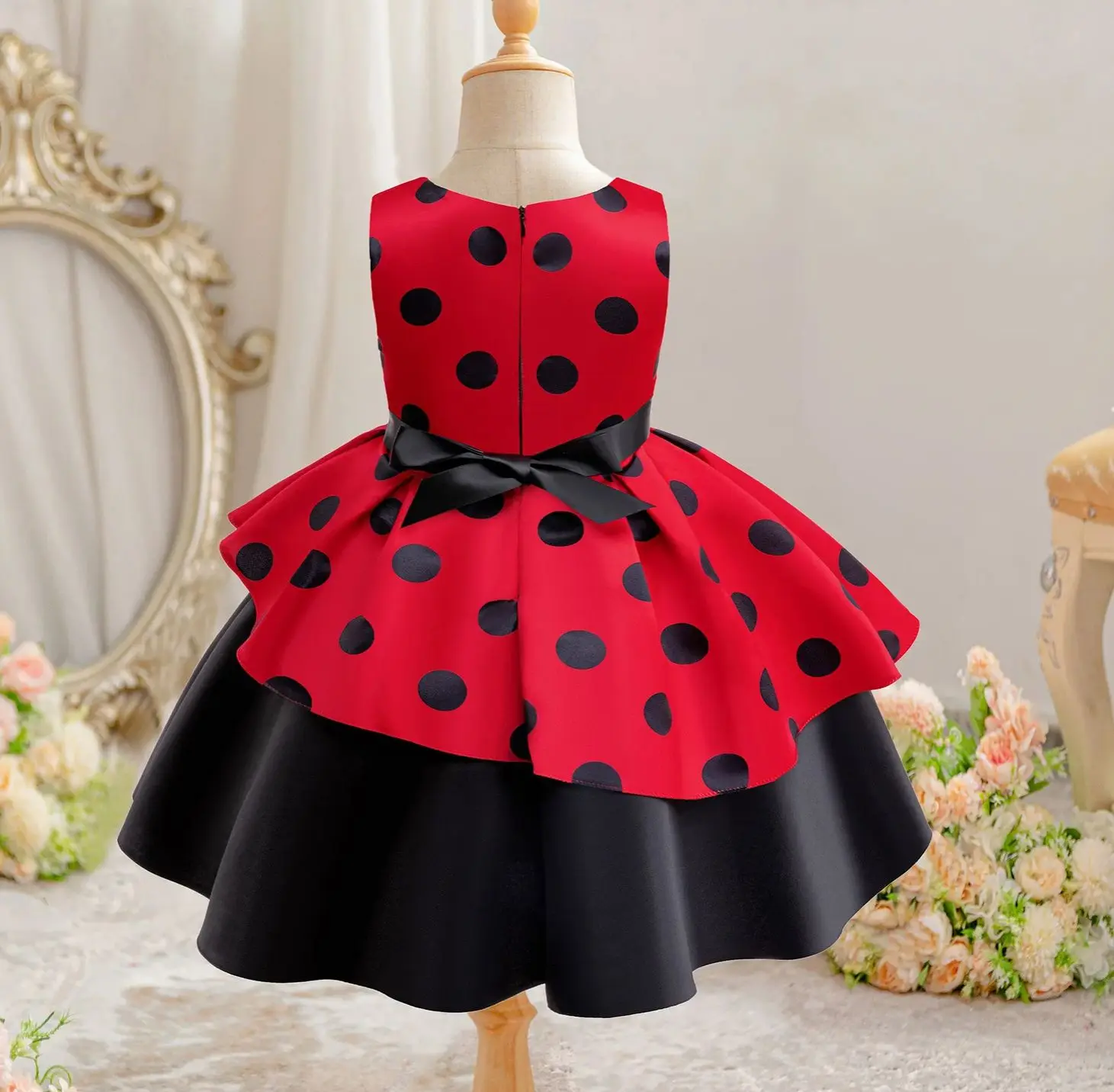 Girls' Party Dress New Year Kids Girl Christmas Clothes Child Dot Print Dresses 3-10 Years