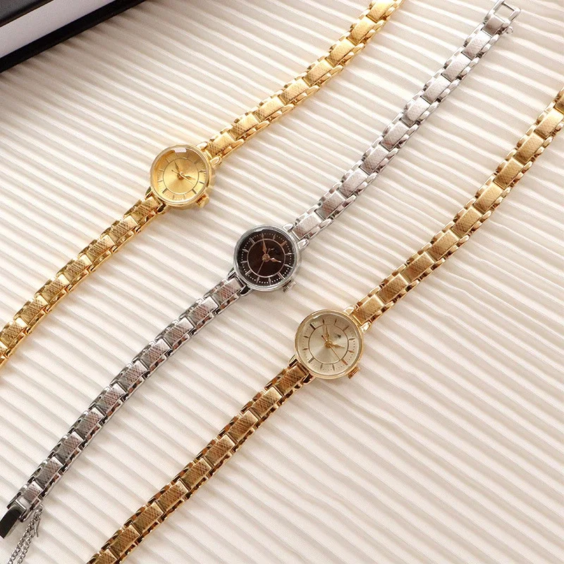 reloj de mujer vintage gold silver quartz wristwatch small Round dial bracelet mesh chain band women watch relógio feminino