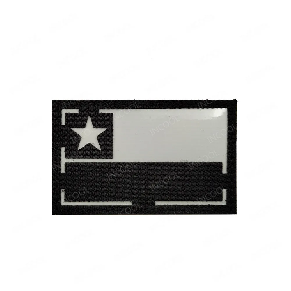 Chile Flag Embroidered Patch IR Reflective Chilean Patches Decorative 3D Rubber Embroidery Glow In Dark