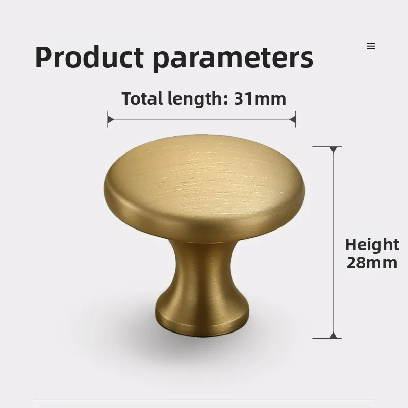 Furniture Hardware Brass Single Hole Drawer Handle, Light Luxury High-end Entrance Cabinet, TV Cabinet, Coffee Table Handle