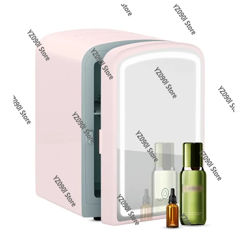AC DC Portable Refrigerator 4L Capacity LED Mirror Home Travel Cosmetic Drink Storage Fridge