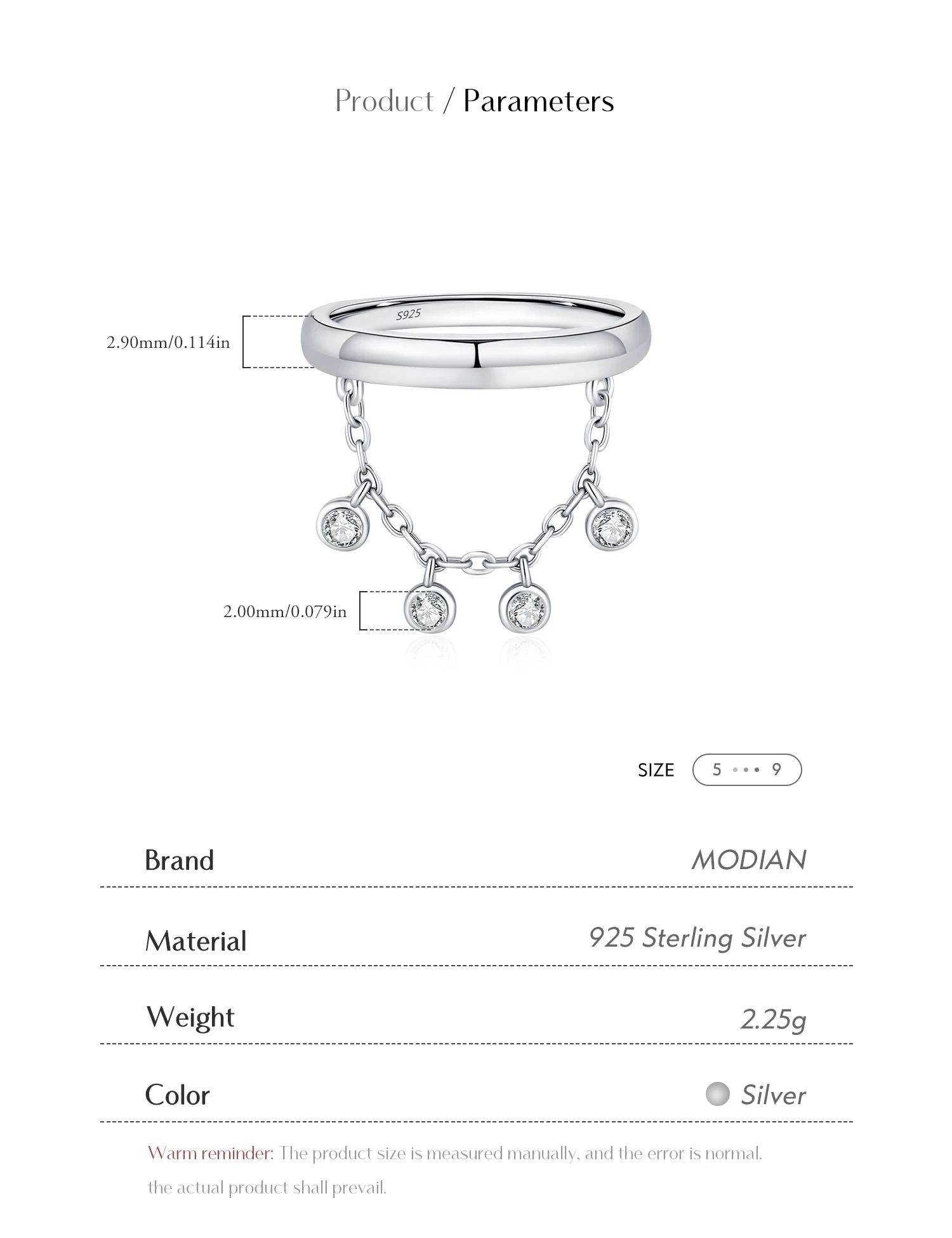 MODIAN Funkelnde runde CZ-Stapelringe aus 925er Sterlingsilber, süßes kleines Anhänger-Design, Fingerringe für Frauen, edler Schmuck – Detail 4