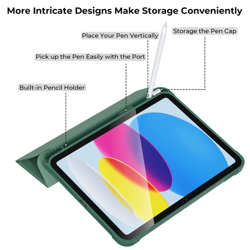 Imagen 2 del producto Para ipad (A16) 11th gen 11 pulgadas 2025 fundas protectoras de PU suave para iPad de 10. a generación 10,9 pulgadas 2022 funda inteligente con soporte para bolígrafo